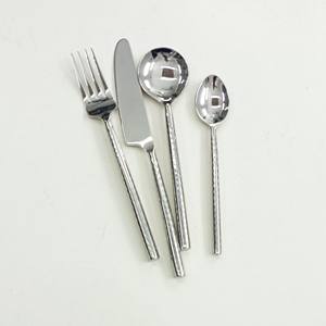 Ensemble de couverts en métal en acier inoxydable à poignée forgée et faite à la main à bout rond couverts polis miroir argenté - Product Image 3