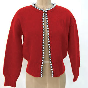 Cardigans acryliques pour femmes brodées de sororité | Pull Cardigan en laine de style personnalisé pour dames brodées de sororité - Product Image 2