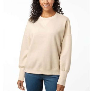 Sudadera de Algodón con Logotipo Personalizado para Mujer 2025, Corte Holgado, Cuello Redondo Acordonado, Estilo Urbano, Ropa de Invierno - Product Image 1