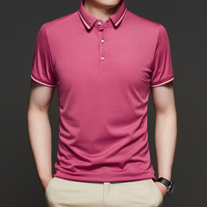 ขายส่งฤดูร้อนชายหนุ่มเสื้อโปโลสไตล์ใหม่สีทึบแขนสั้นเสื้อลําลองถักโพลีเอสเตอร์/ผ้าฝ้ายปุ่มปก - Product Image 2