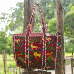 Sac fourre-tout vintage bohème matelassé fait main pour femme avec fermeture éclair - Rouge festif Prêt pour l'hiver et l'été Léger - Product Image 3