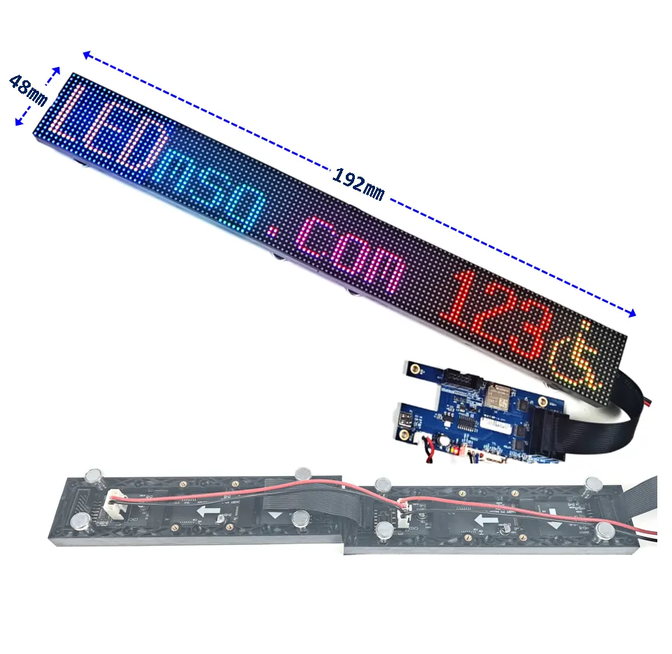 P3 48x384mm  Industrial real-time LED text message display kit for parking lot  PLC PC embedded  RS232 indoor