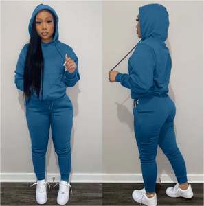 Ensemble de jogging décontracté 2 pièces pour femme en 100 % polyester, style streetwear, avec sweat-shirt à col rond – Vente en gros - Product Image 2