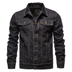 New Fashion Wholesale <b>Men's</b> Vintage Denim <b>Jackets</b> with Stand Collar and Front Logo Windproof 100% Cotton High Quality - Product Image 2