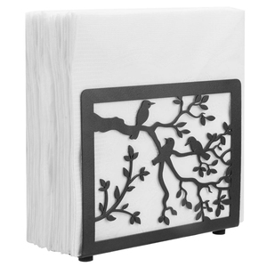 Servilletero de Metal negro Premium con diseño de árbol y pájaro Dispensador de pañuelos de mesa decorativo para mesa de comedor y decoración del hogar - Product Image 1