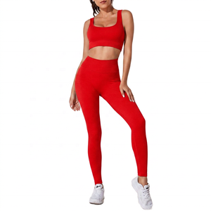 Women Yoga Mid Waist Ankle-Length <b>Pants</b> Crew Neck Sports Bra 2-Piece Lace Solid Color <b>Spandex</b>/Nylon Eco-Friendly Breathable - Product Image 4