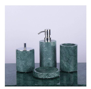 Ensemble de salle de bain en marbre ensemble d'accessoires 4 pièces pour lavage des mains comptoir utiliser distributeur de shampooing/porte-brosse à dents/plateau à savon - Product Image 1