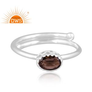 Best Selling Fine Sterling Silver Natural Smoky Quartz Gemstone Stackable Ring Jewelry For Women Gift For Her - Product Image 2