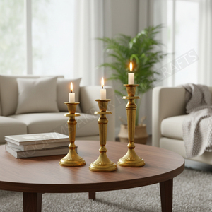 Bougeoir personnalisé en aluminium plaqué or Bougeoir de table en métal de style moderne Décoration de Noël Qualité d'exportation - Product Image 4