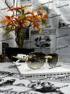 Lunettes de soleil modernes en argent glacé sans monture avec pont et branches en moissanite, lunettes de mode haut de gamme pour hommes et femmes - Product Image 2