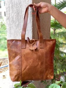 Bolso de mano de cuero hecho a mano, bolsa de compras elegante, bolso de hombro de cuero - Product Image 5