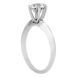 Anillo de Compromiso Solitario Delicado de Oro Blanco de 14k, Diseño de Seis Puntas con Borde de Cuchilla, Chapado en Rodio, Joyería Fina Certificada IGI - Product Image 4