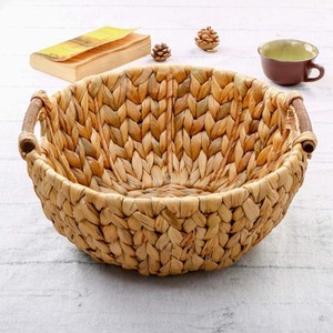 Cestas pequeñas de jacinto de agua, tejidas a mano, cesta poco profunda, contenedor de almacenamiento natural en forma de cuenco - Product Image 2