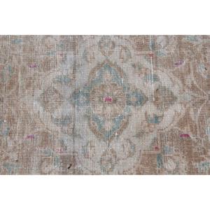 พรมวินเทจขนาด 6.46x9.6 ฟุต พรมตุรกีขนาดใหญ่ พรมลายดอกไม้สีเบจชมพู - Product Image 5