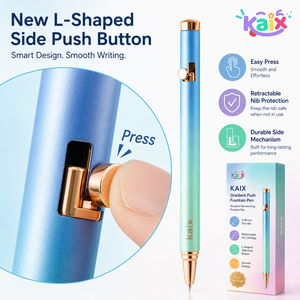 Pluma Estilográfica KAIX de Escritura Suave con Degradado, Punta Fina de 0.38mm, <span class=keywords><strong>Recargable</strong></span> y Retráctil para Práctica de Escritura - Product Image 4