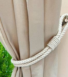 <b>White</b> cotton rope <b>curtain</b> tie - natural style, handmade - boho design, natural decor - Product Image 4
