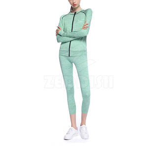 Costume de yoga sans couture, solide et respirant, 3 pièces, vêtements de fitness à taille élastique, haute qualité pour femmes - Product Image 1