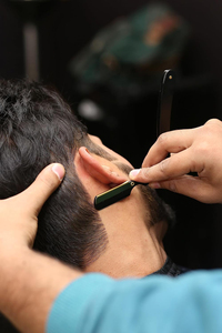 Kit de maquinilla de afeitar de garganta de corte profesional, cerradura oscilante chapada en oro de 24K con mango redondo negro mate real, maquinilla de afeitar recta de peluquero para hombres - Product Image 6