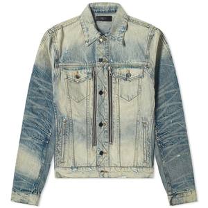 Veste denim vintage délavée à l'acide de haute qualité col montant courte longueur veste jeans d'hiver personnalisable vente en gros - Product Image 1