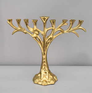 Chandelier Menorah en Laiton Doré Décoration de Noël Centre de Table de Mariage Porte-Bougie Décoration de Table Personnalisée - Product Image 2