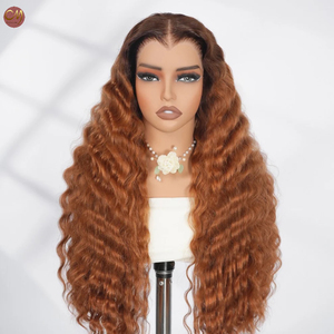 Parrucche in Capelli Vergini Castano Rosso Ondulato Profondo 13x4 HD con Pizzo Trasparente, Densità 200%, per Donne Nere - Product Image 2