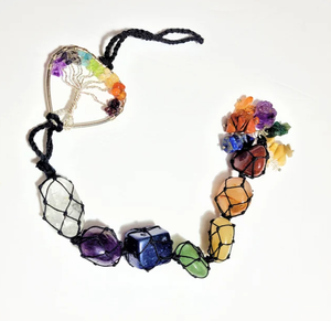 Prix de gros ornements de voiture à sept chakras pour reiki ornement suspendu de voiture à pierres précieuses de guérison et pendentif arbre de vie. - Product Image 4