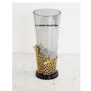 Laiton métal haut de gamme forme ronde or fini Vase à fleurs intérieur et extérieur bureau décoration de table - Product Image 5