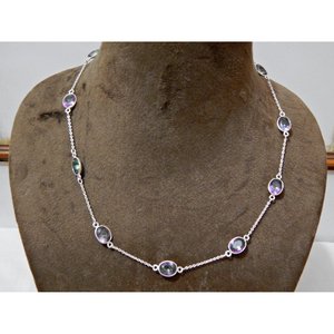 AAA + Qualité Collier ras du cou en or fait à la main Véritable Quartz Mystique Bijoux en pierres précieuses Collier de forme ovale NL0008-GS - Product Image 6