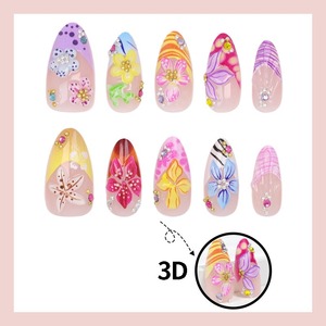 NBL-JX-195 <span class=keywords><strong>Uñas</strong></span> Postizas con Diseño de Flores Tropicales, 30 Piezas, Estilo Hawaiano 3D, <span class=keywords><strong>Uñas</strong></span> Postizas Reutilizables de Verano, Venta al por Mayor - Product Image 5