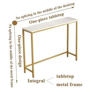 Nouveau Design Or Brillant En Acier Inoxydable Couleur Or Fini Métal Tough End Marble Top Console Table Pour Vivre Décoratif - Product Image 2