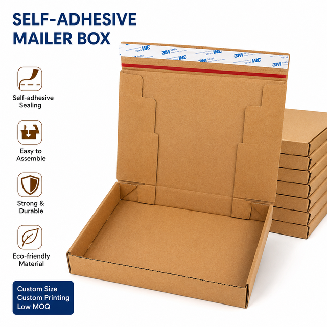 Self-adhesive Mailer Box Self-sealing Mailer Box Peel and Seal Mailer Box Adhesive Closure Mailer Box Tape-free Shipping Box