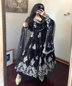 Gaun wanita ukuran besar busana Muslim abaya elegan gaun malam panjang ukuran besar pakaian tradisional India dan Pakistan