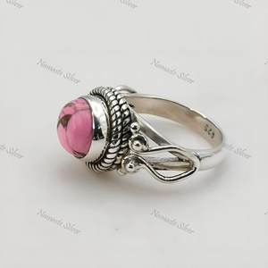 Handmade Pink <b>Turquoise</b> <b>Ring</b>, 925 Sterling Silver, Boho Jewelry - Product Image 6