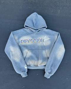 OEM Hiver, Sweat-shirt court surdimensionné en molleton bouclette 100% coton, grammage lourd, respirant, uni teint, avec pierres précieuses personnalisées et logo imprimé personnalisé - Product Image 2