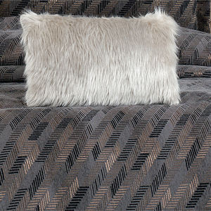 Guzide JULIA 4-Piece Anthracite Grey Customized Luxury <b>Bedspread</b> <b>Set</b> 100% Chenille Organic Knitted Modern Pattern - Product Image 4