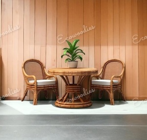 ชุดร้านอาหารไม้ไผ่ธรรมชาติทันสมัยรักษ์โลก ขายดี เก้าอี้รับประทานอาหารกลางแจ้ง โต๊ะกาแฟ สำหรับห้องนั่งเล่น สวน บ้านไร่ - Product Image 3