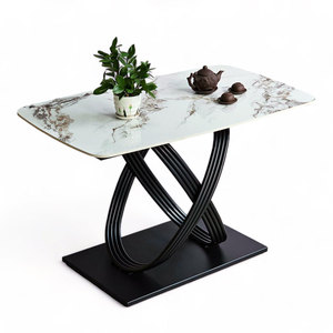 Modern Artistic 120x70cm Rectangular <b>Dining</b> <b>Table</b> with Iron Legs and Stone Top BA166 - Product Image 1