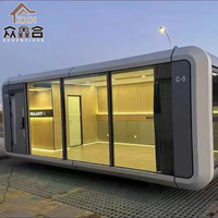Maisonnette préfabriquée de luxe en acier de haute qualité, démontable, moderne, pour extérieur, hôtel, appartement, capsule mobile, salon type Apple