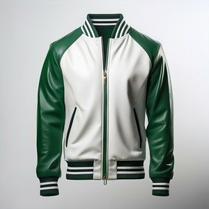 Veste universitaire en laine et cuir véritable pour hommes | Noir avec logos de broderie personnalisés - Product Image 2