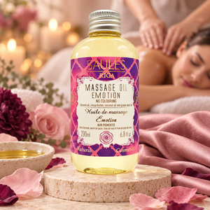 Huile de massage professionnelle Emotion 200ml, huile corporelle nourrissante et lissante pour les massothérapeutes, les spas, les salons de beauté et les centres de bien-être - Product Image 1