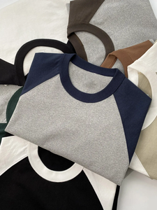 Camiseta de Algodón 100% de Alta Calidad con Diseño Nuevo 2026, Manga Raglán, Dos Tonos, Estilo Holgado Personalizado con Hombros Caídos para Hombre - Product Image 2