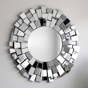 Stunning Geometric Round <b>Frameless</b> Wall <b>Mirror</b> 3D Decorative Accent for Living Room, <b>Bathroom</b>, Bedroom - Product Image 6