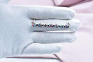 Hecho a mano 18 pulgadas cadena ajustable plata esterlina encantos collar único Rosa Dalia turquesa racimo chapado en oro bisel - Product Image 2