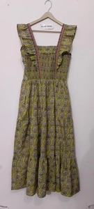 Indian Hand Block Printed Cotton Boho Dress Women Stylish Comfortable Floral Printed Natural Waist Eco-Friendly Personalized - Product Image 2