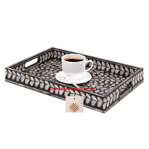 Bandeja para servir comida de nácar, plato para servir hecho a mano de alta calidad, bandeja de Chocolate de madera de lujo con estilo clásico - Product Image 1