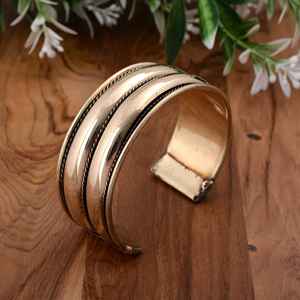 Style Vintage bohème ethnique ton or manchette réglable pour Bracelet fabriqué à la main en laiton Mandala Art imprimer bijoux de mode pour femmes - Product Image 1