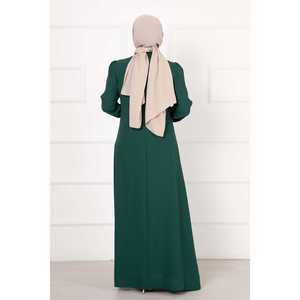 Robe de soirée trapèze en crêpe émeraude ornée de perles et de fleurs, confortable, longueur ras du sol, idéale pour les soirées formelles - Product Image 6