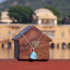 Wholesale 925 sterling <b>silver</b> <b>fine</b> jewelry natural cabochon larimar fancy shape pendant vintage <b>silver</b> box <b>chain</b> chunky necklace - Product Image 3