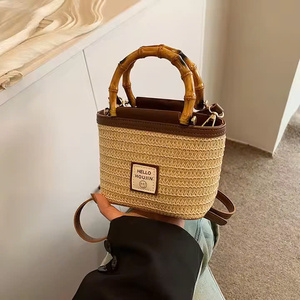 กระเป๋าโท้ทสะพายข้างขนาดกะทัดรัดสำหรับทุกเพศ, กระเป๋าโท้ทน้ำหนักเบาทนทานทอรูปแบบกระเป๋าถือชายหาด - Product Image 3