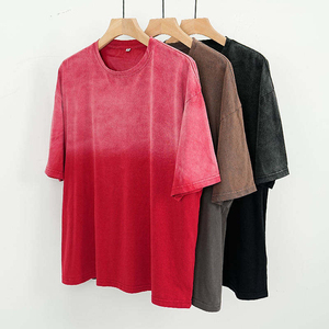 Nueva camiseta Vintage para hombre con lavado ácido de alta calidad 100% algodón doble sombra hombro caído patrón sólido Color para camisas de verano - Product Image 1